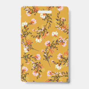 Yellow background flowers ID badge