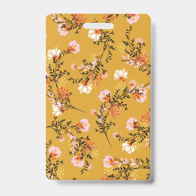 Yellow background flowers ID badge (Front)