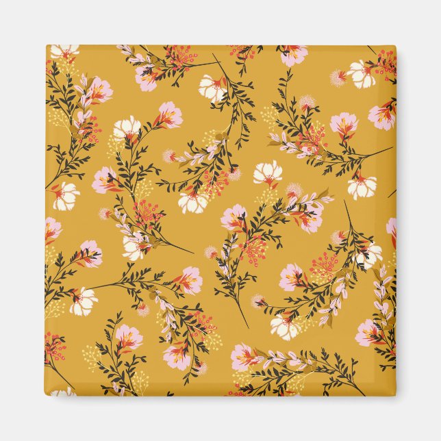 Yellow background flowers magnet (Front)