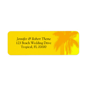Yellow Background Palm Tree DIY Wedding Labels