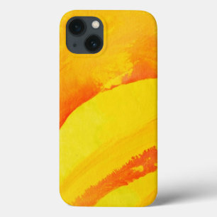yellow background. watercolor on paper iPhone 13 case