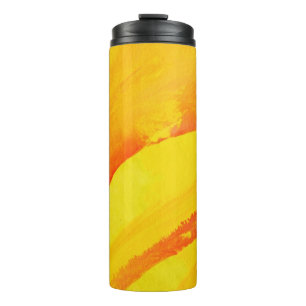 yellow background. watercolor on paper thermal tumbler