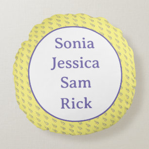 Yellow Background with Leaves Round Cushion