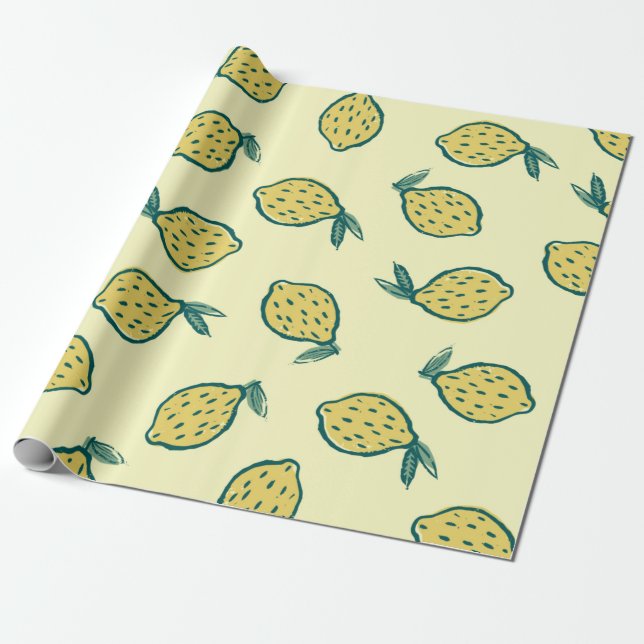 Yellow background with lemons. Lemon. background w Wrapping Paper (Unrolled)