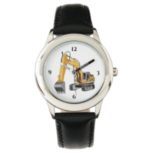 Yellow Backhoe Construction Vehicle Watch