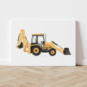 Yellow Backhoe Loader Construction Vehicle Canvas Print