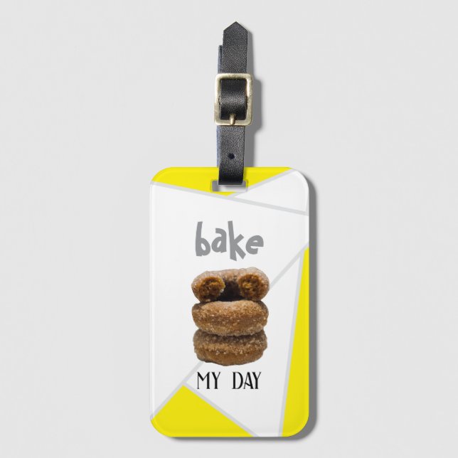 Yellow Bake My Day  Luggage Tag (Front Vertical)