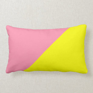 Yellow & Baker-Miller pink Solid Colour Background Lumbar Cushion