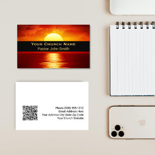 Yellow Ball Reflection Church Pastor QR Code Business Card