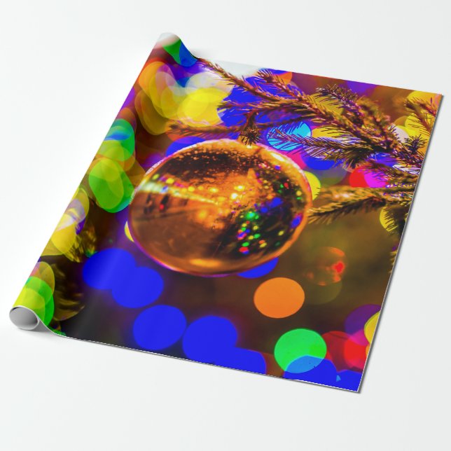 Yellow Ball, Shining Lights Wrapping Paper (Unrolled)