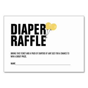 Yellow Balloon Baby Shower Diaper Raffle Ticket Table Number