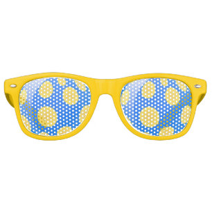 Yellow Balls On Blue Background Retro Sunglasses