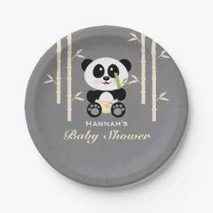 Yellow Bamboo Panda Baby Shower Paper Plate