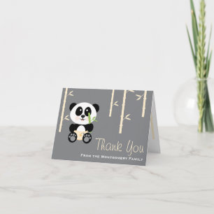 Yellow Bamboo Panda Diapers Baby Shower Thank You Card