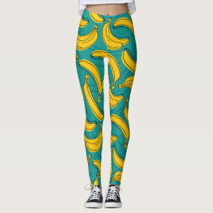 Yellow Banana: Black Outline Vintage Leggings