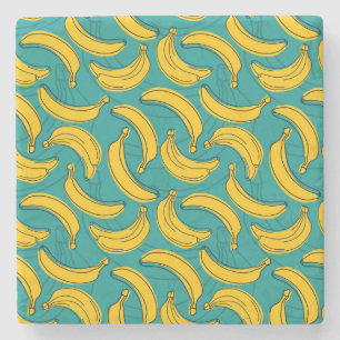 Yellow Banana: Black Outline Vintage Stone Coaster