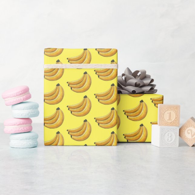 Yellow Banana Bunch of Bananas Fruit Print Wrapping Paper (Baby Shower)
