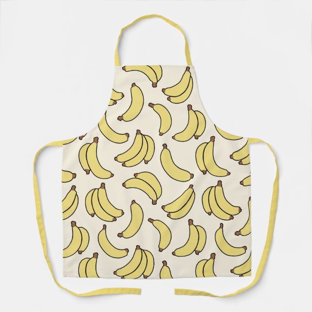 Yellow Banana Cabana Retro Tropical Kitchen Apron (Front)