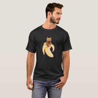 Yellow Banana Cat T Shirt | Cute Kawaii Red Kitten