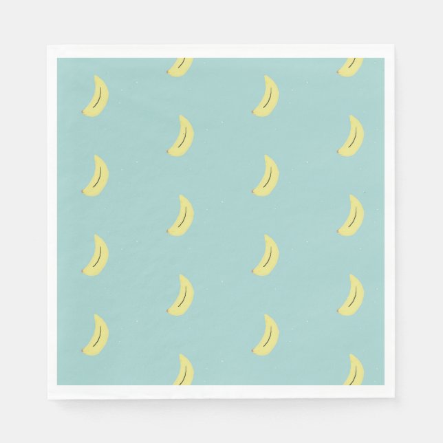 Yellow banana drawing blue pattern napkin (Front)