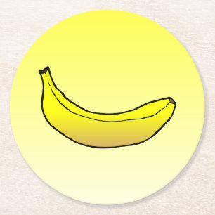 Yellow Banana Round Paper Coaster