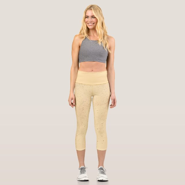 Yellow Banana Sand Capri Leggings (Front)
