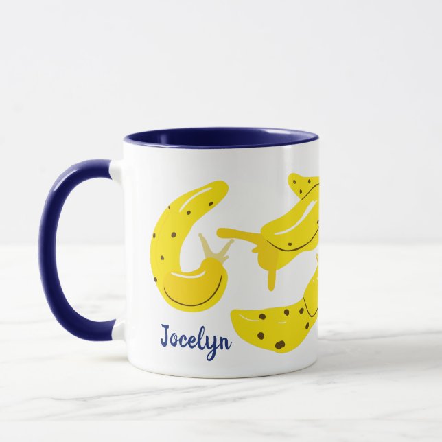 Yellow Banana Slugs Personalised Illustrated Mug (Left)