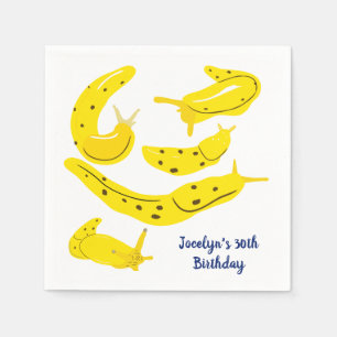 Yellow Banana Slugs Personalised Party Napkin