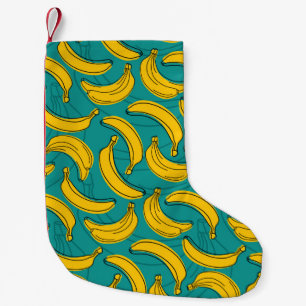 yellow banana with black outline seamless pattern  small christmas stocking