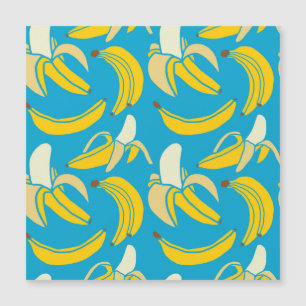 Yellow bananas, blue background pattern