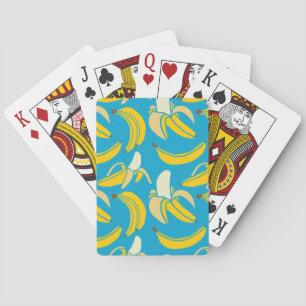 Yellow bananas, blue background pattern playing cards