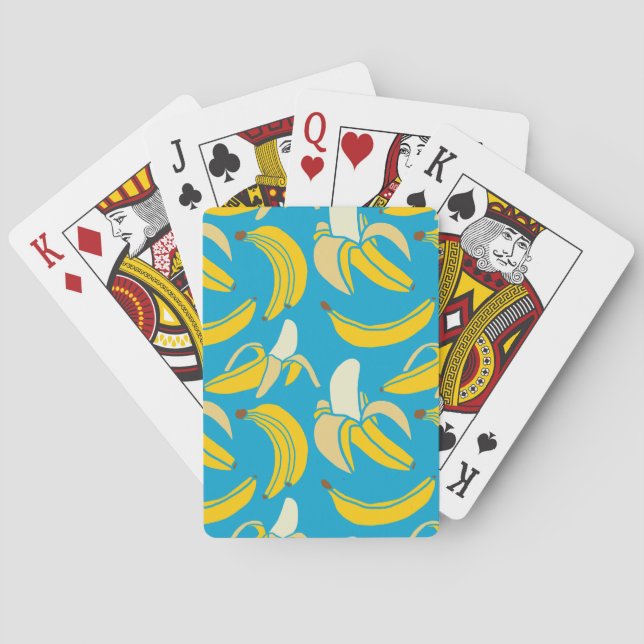 Yellow bananas, blue background pattern playing cards (Back)