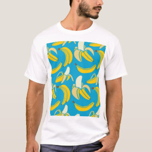 Yellow bananas, blue background pattern T-Shirt