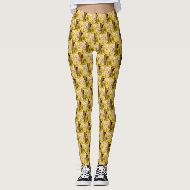 Yellow Bananas Pattern Funny Leggings (Front)