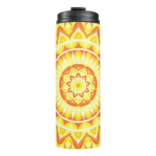 Yellow Base Mandala Thermal Tumbler (Front)
