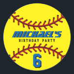 Yellow Baseball Sticker Sports Kids Birthday Party<br><div class="desc">Personalised baseball sticker for sports fans,  athletes and players. Great for kids birthday party or any events with sports theme. Be it baseball or softball. This will be a perfect addition to your event decoration and thank you gift for the guests.</div>