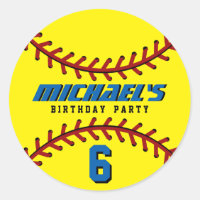 Yellow Baseball Sticker Sports Kids Birthday Party