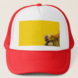 yellow basket trucker hat