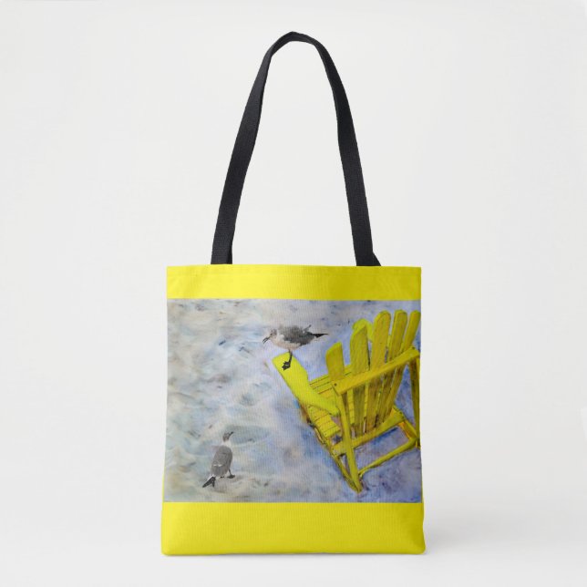 Yellow Beach Chair Canvas Tote Bag (Front)