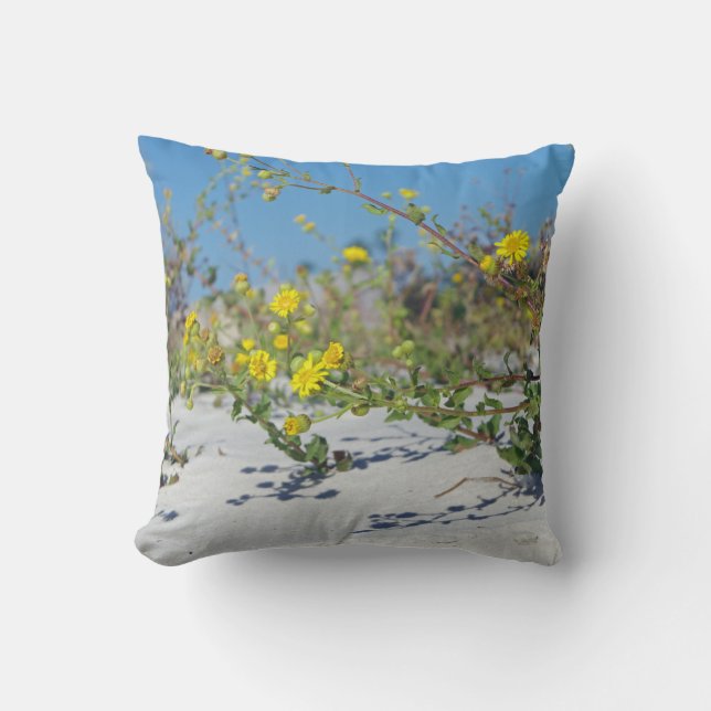 Yellow Beach Flowers Cushion (Front)