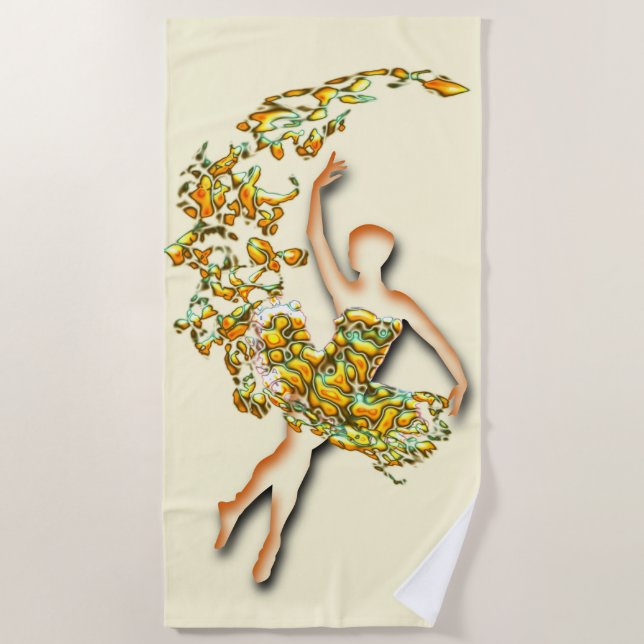 Yellow Beach Towel Ballerina Ballet Dancer Girl (Front)