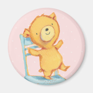 Yellow Bear Dances and Plays on Chair Magnet