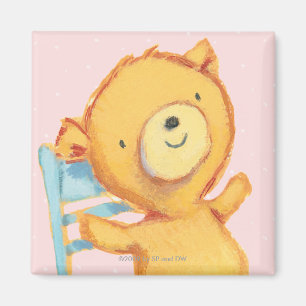 Yellow Bear Dances and Plays on Chair Magnet