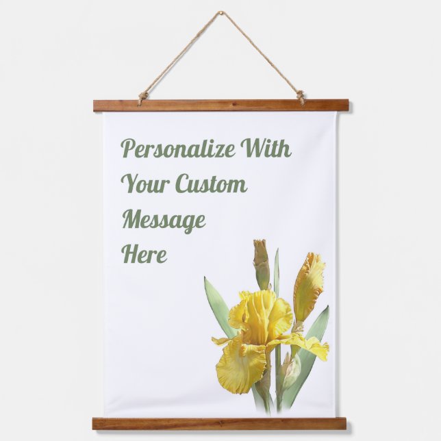 Yellow Bearded Iris Floral Art Personalised Hanging Tapestry (Front)