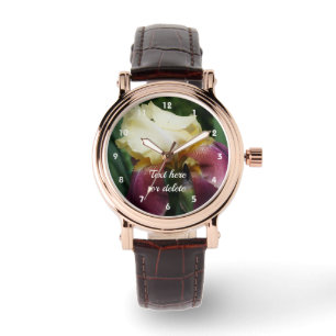 Yellow Bearded Iris Flower Personalised  Watch
