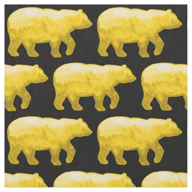 Yellow Bears on Black Fabric H (Close Up)
