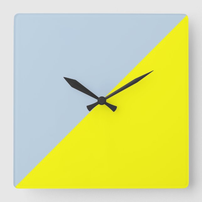 Yellow & Beau blue Solid Colour Background Square Wall Clock (Front)