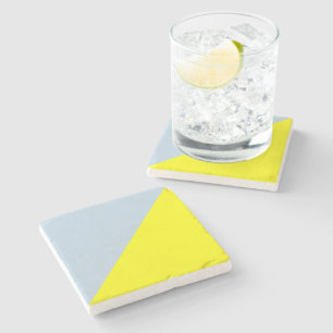 Yellow & Beau blue Solid Colour Background Stone Coaster