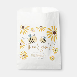 Yellow Bee and Sunflower First Bee-day Thank You Favour Bags