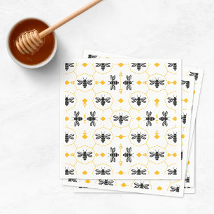 Yellow Bee Honeycomb Kids Summer Birthday Party Napkin